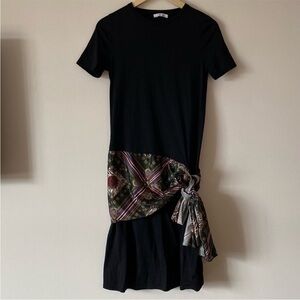 Zara black t-shirt dress w/scarf detail. Small
